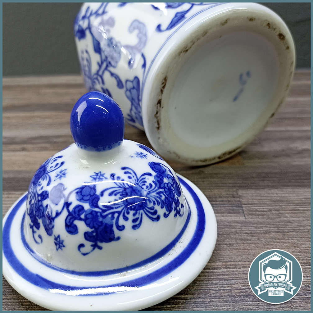 Blue and White Oriental Tea Caddy