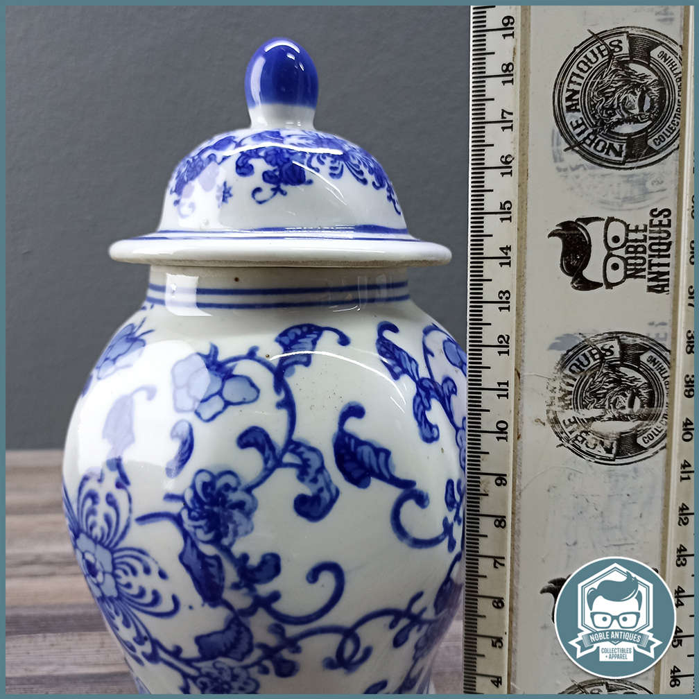 Blue and White Oriental Tea Caddy
