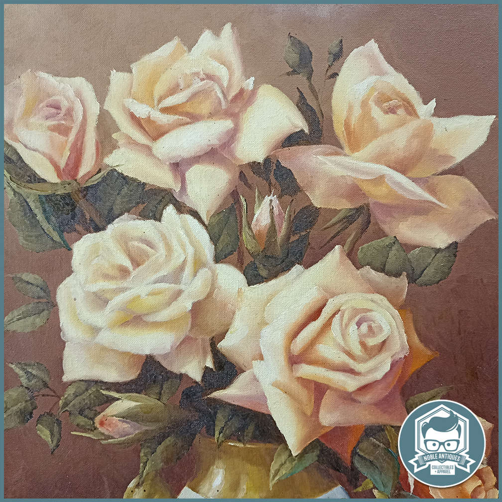 Large Ornately Framed Rose-Mary Hacking oil on Board still life painting 800 x 700