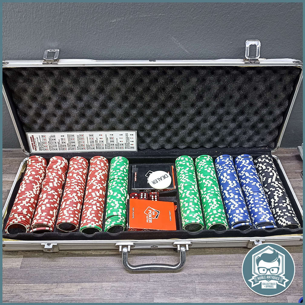 Large Metal Cased 500pc Poker Game and Poker Chips Set