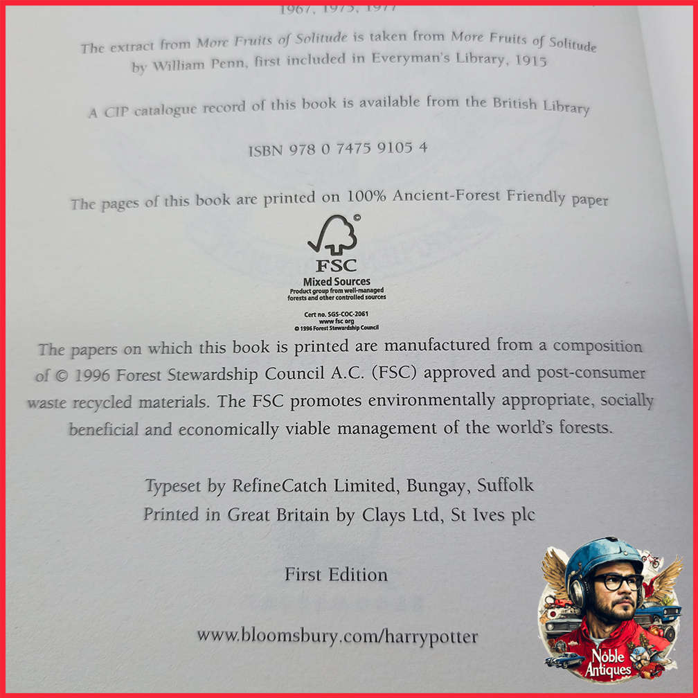 First Edition Hard Cover Harry Potter and the Deathly Hallows Novel by J. K. Rowling