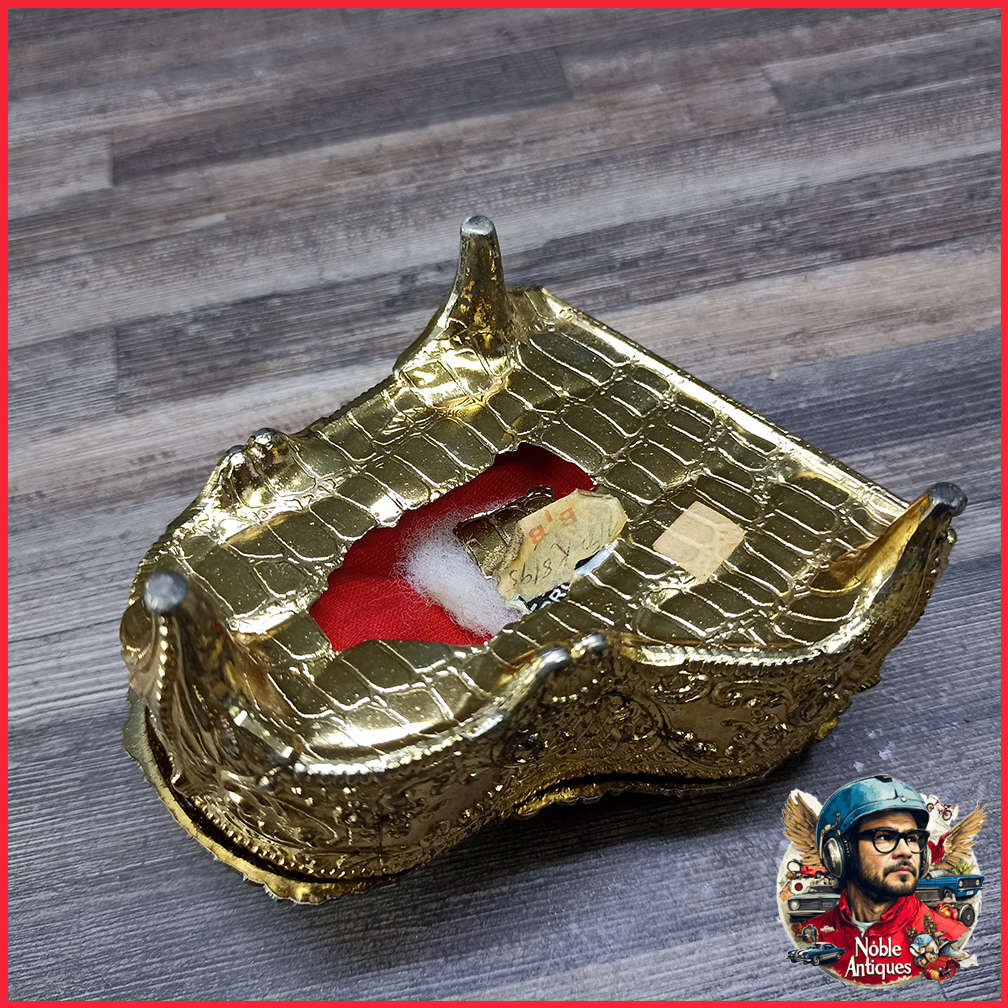 Vintage Ornate Metal Piano Trinket Jewelry Box