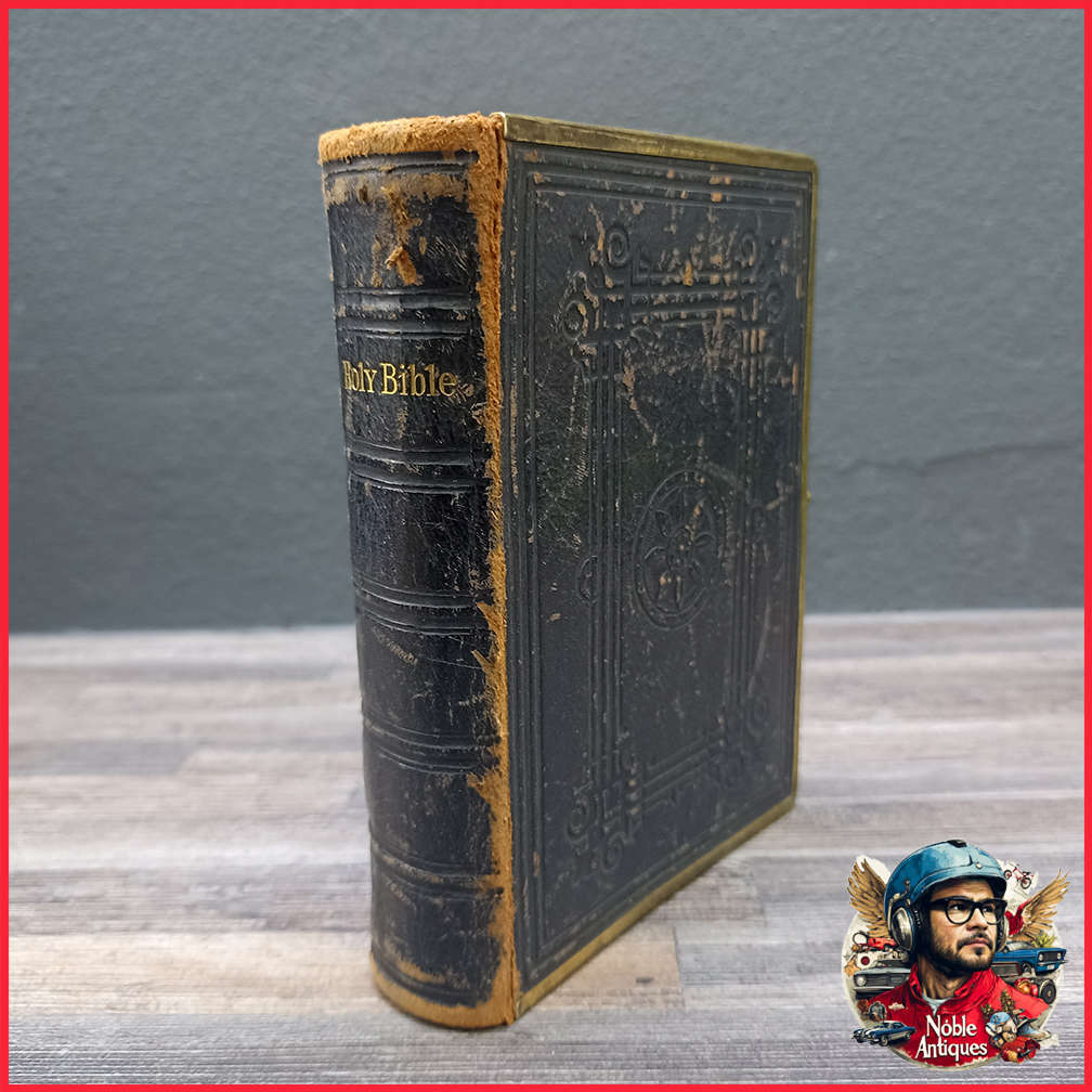 1890 Antique Oxford Church Bible with Brass Catch and Trim