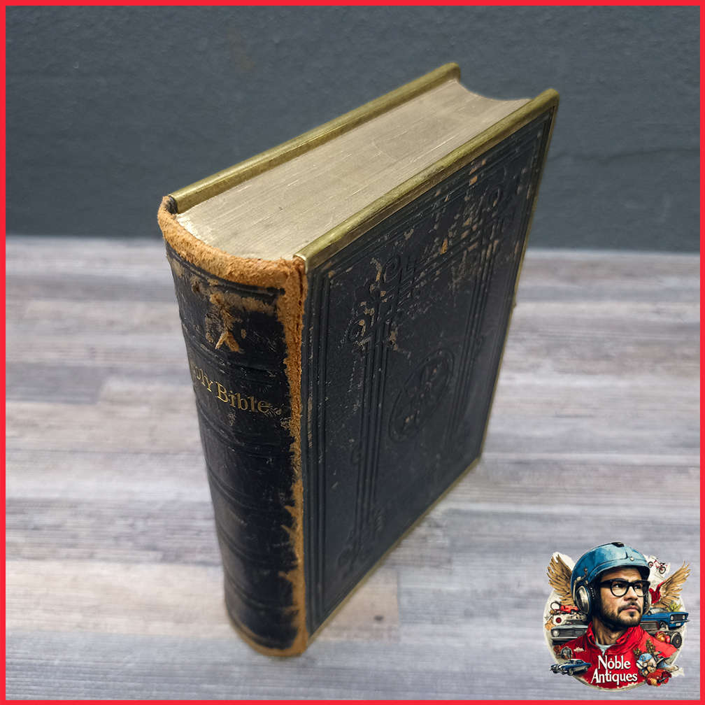 1890 Antique Oxford Church Bible with Brass Catch and Trim