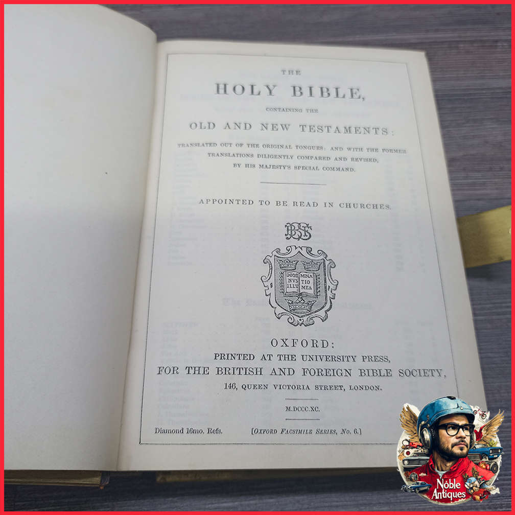 1890 Antique Oxford Church Bible with Brass Catch and Trim