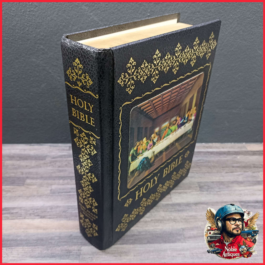 Large Ornate Black and Gold Foil The Holy Family Bible