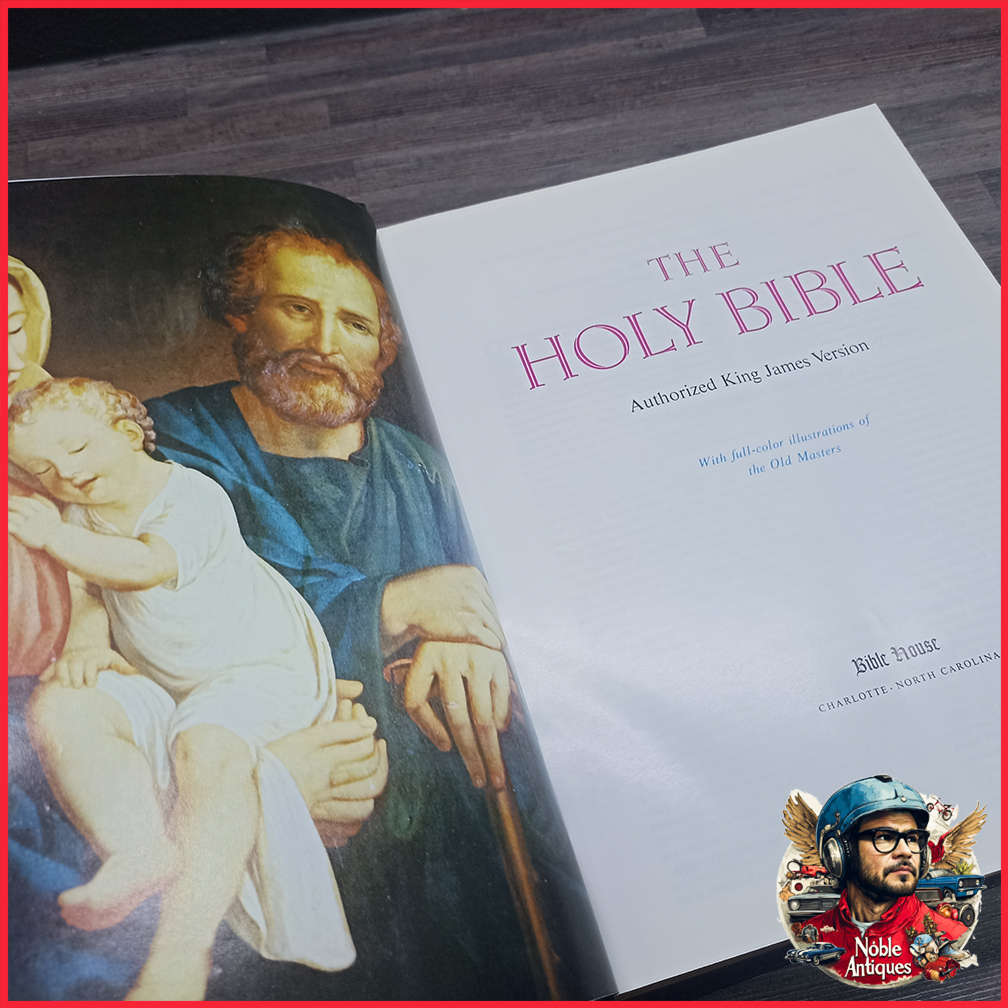 Large Ornate Black and Gold Foil The Holy Family Bible