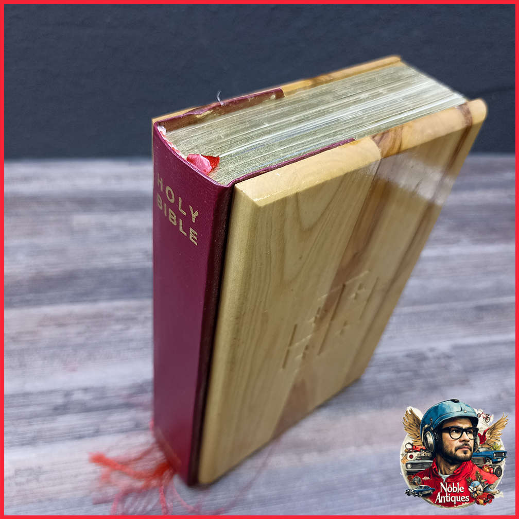Original Holy Bible with Olive Wood Cover from Jerusalem