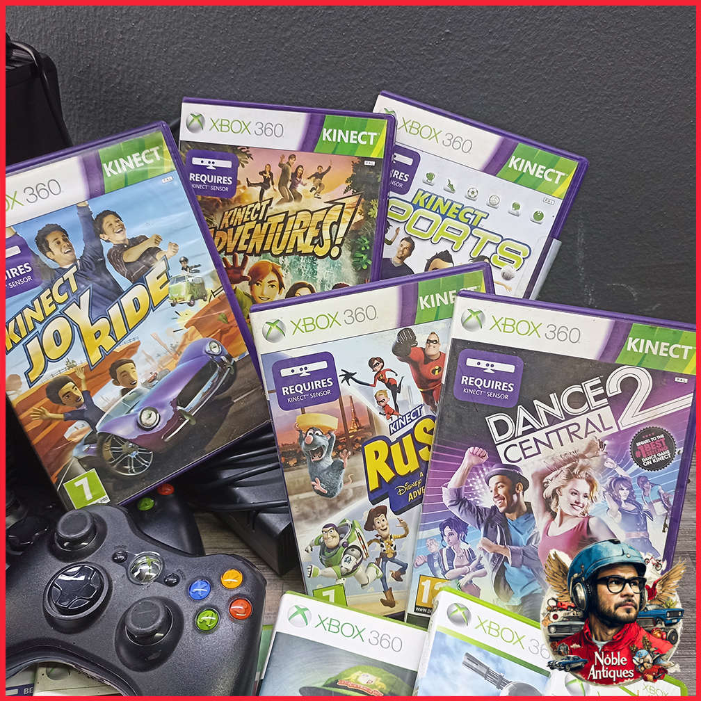 Large Working Microsoft Xbox 360 Kinect Console and Games Collection