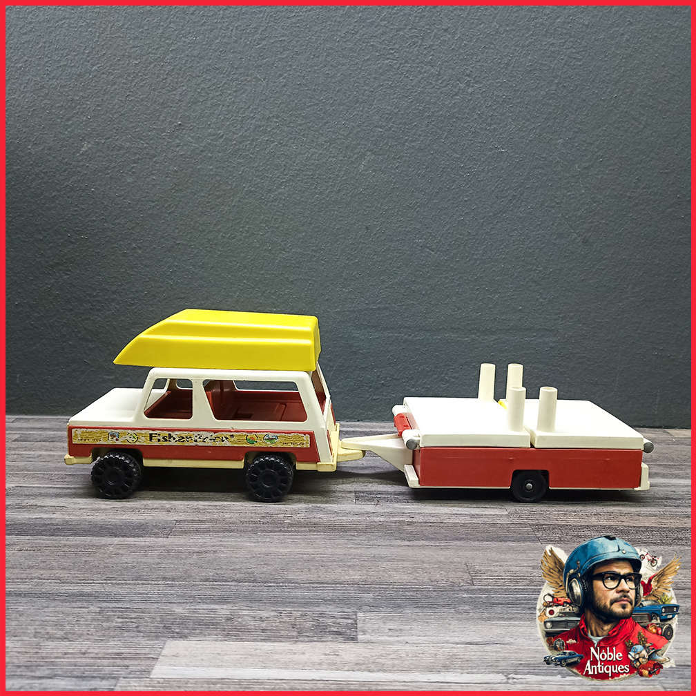 Vintage 1979 Fisher Price Little People Family 4x4 With Pop-Up Camper and Boat