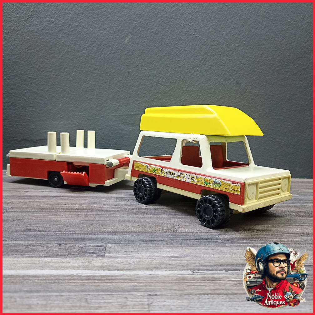 Vintage 1979 Fisher Price Little People Family 4x4 With Pop-Up Camper and Boat
