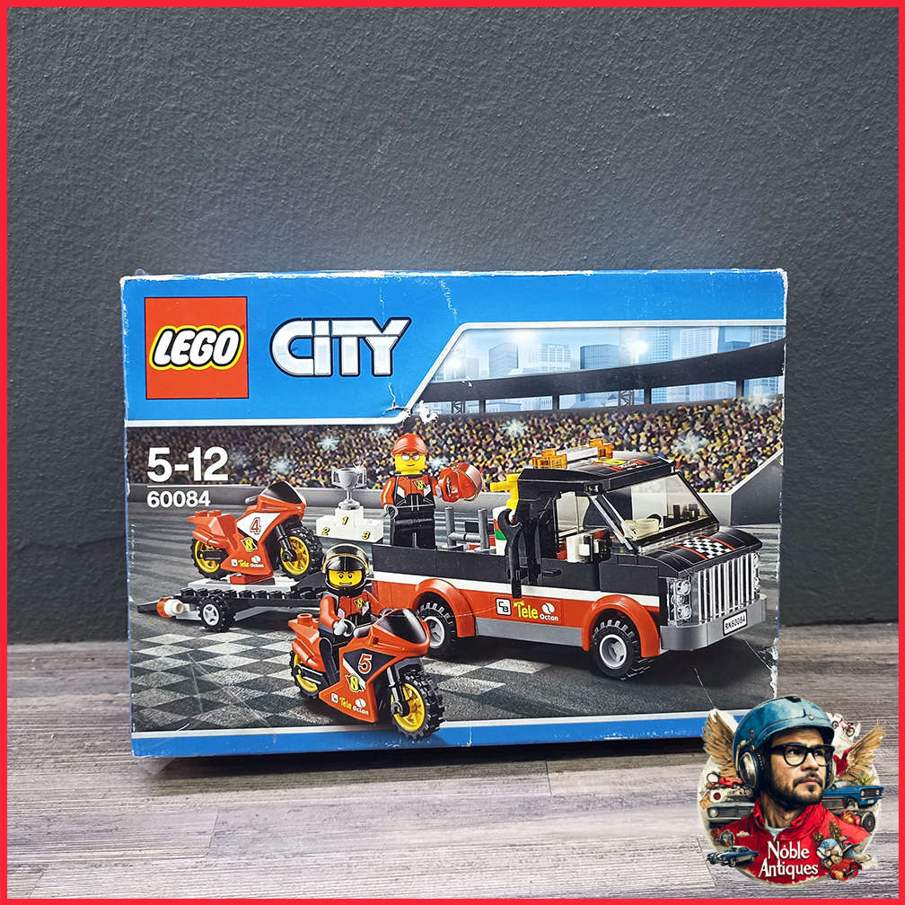 Original Boxed Complete LEGO CITY: Racing Bike Transporter (60084) With Extra Lego Dragster