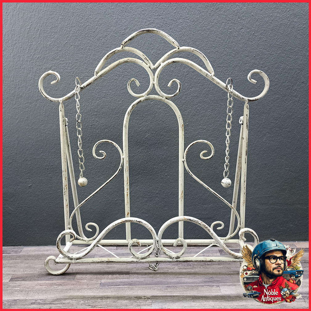 Vintage White Metal Book Stand