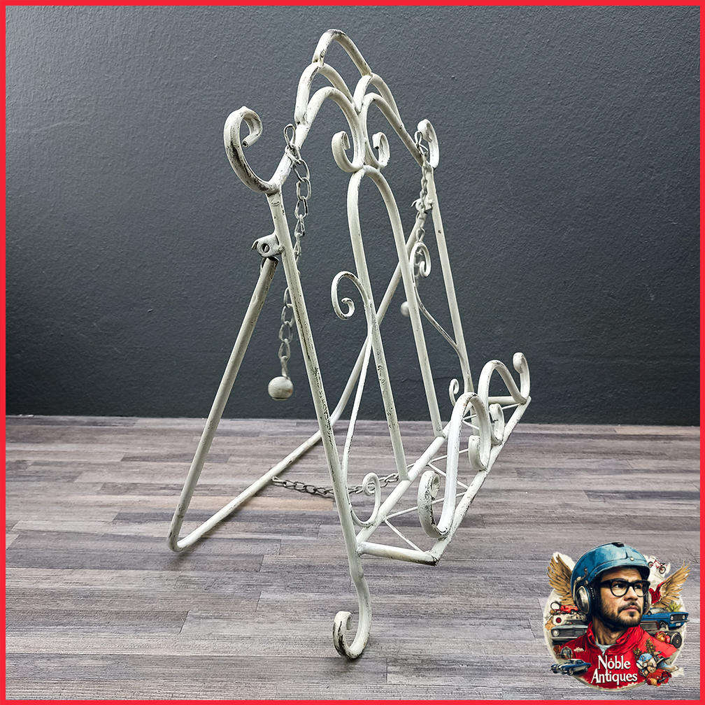 Vintage White Metal Book Stand