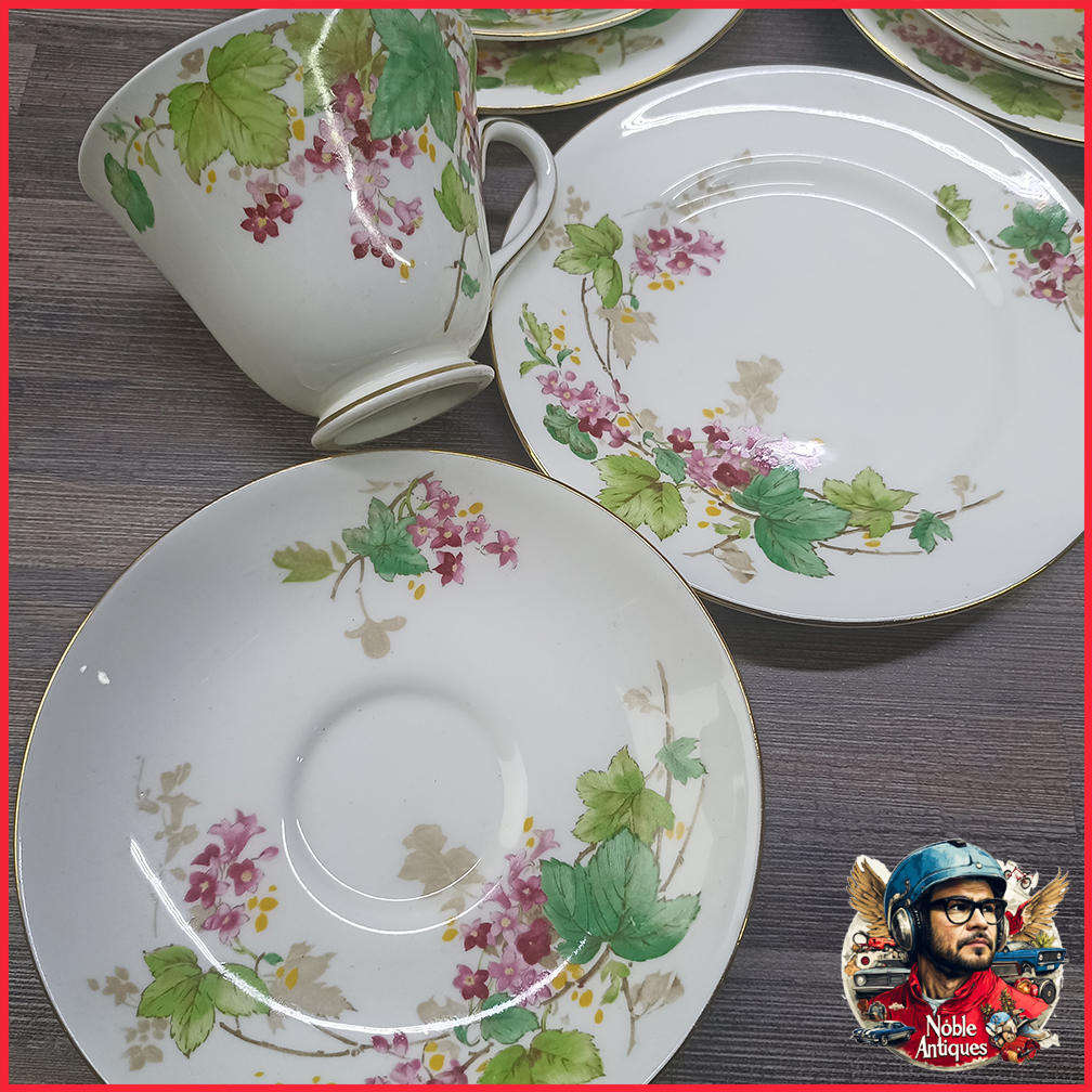 Vintage Royal Doulton 'gillian' Tea Set C1947-1952 6 Trois, Milk, Sugar and Biscuit plate