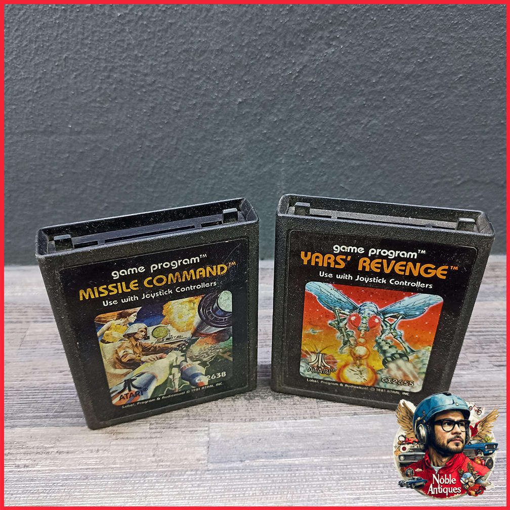 Two Vintage Atari 2600 Cartridge Games Missile Command and Yars' Revenge