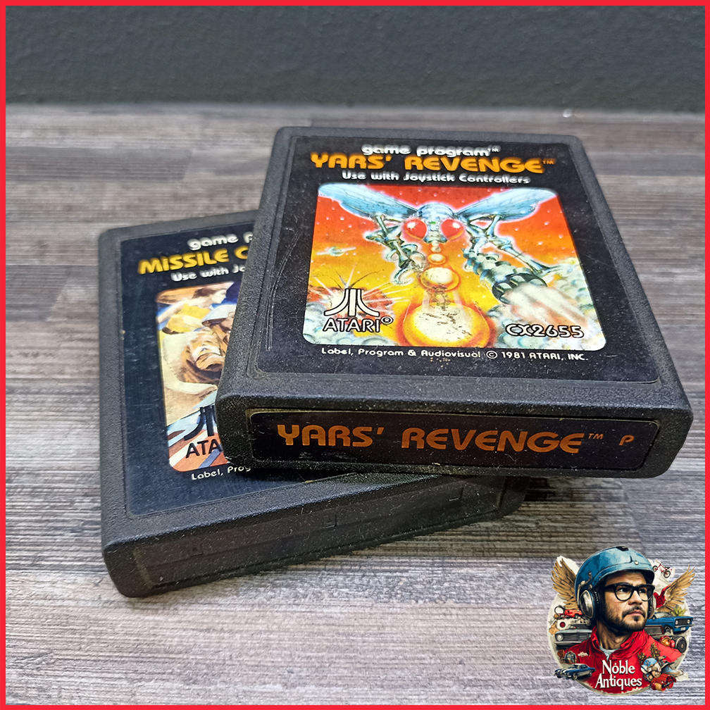 Two Vintage Atari 2600 Cartridge Games Missile Command and Yars' Revenge
