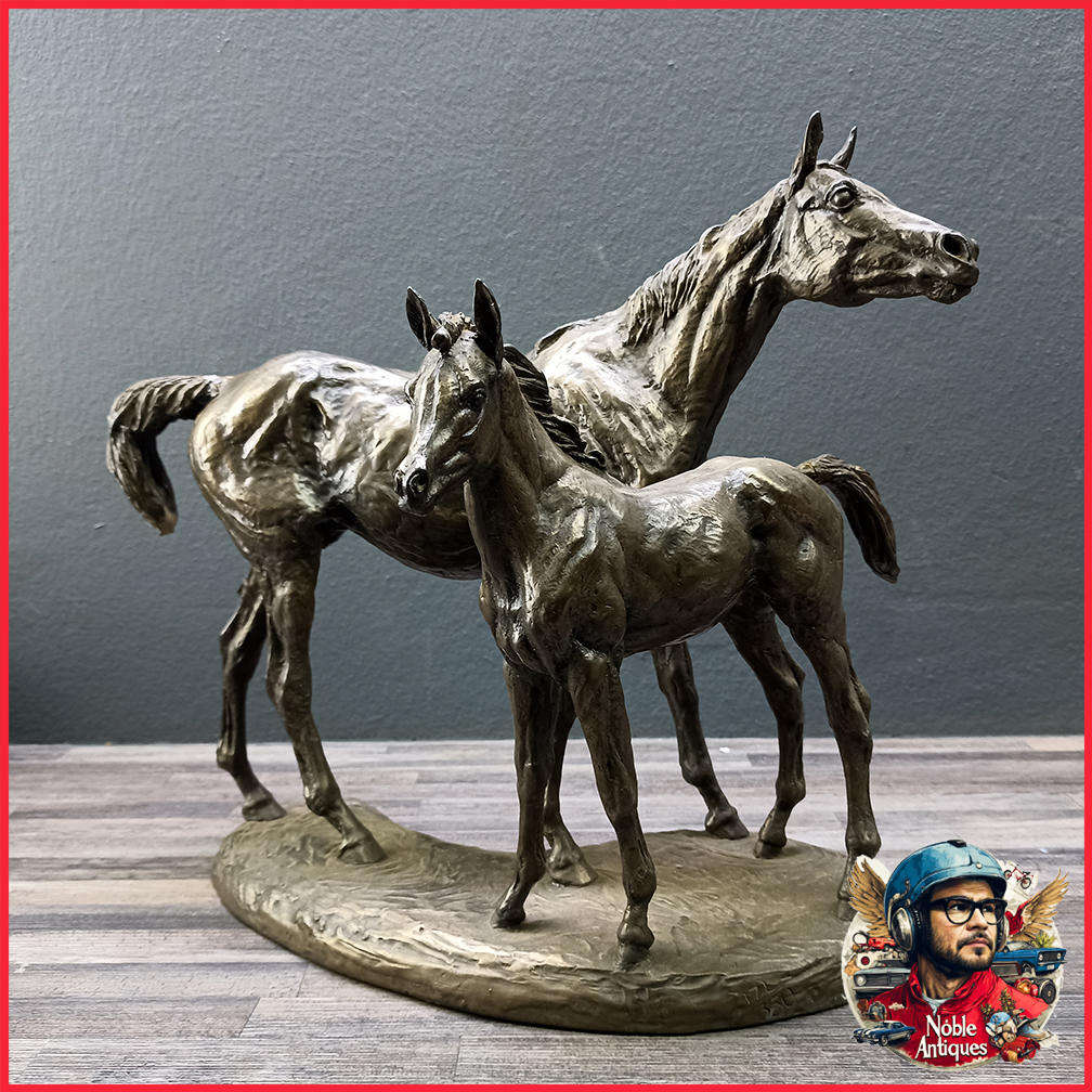 AMY OXENBOULD - Race Horse and Foal Signed & Numbered 171/350 Patinated Bronze