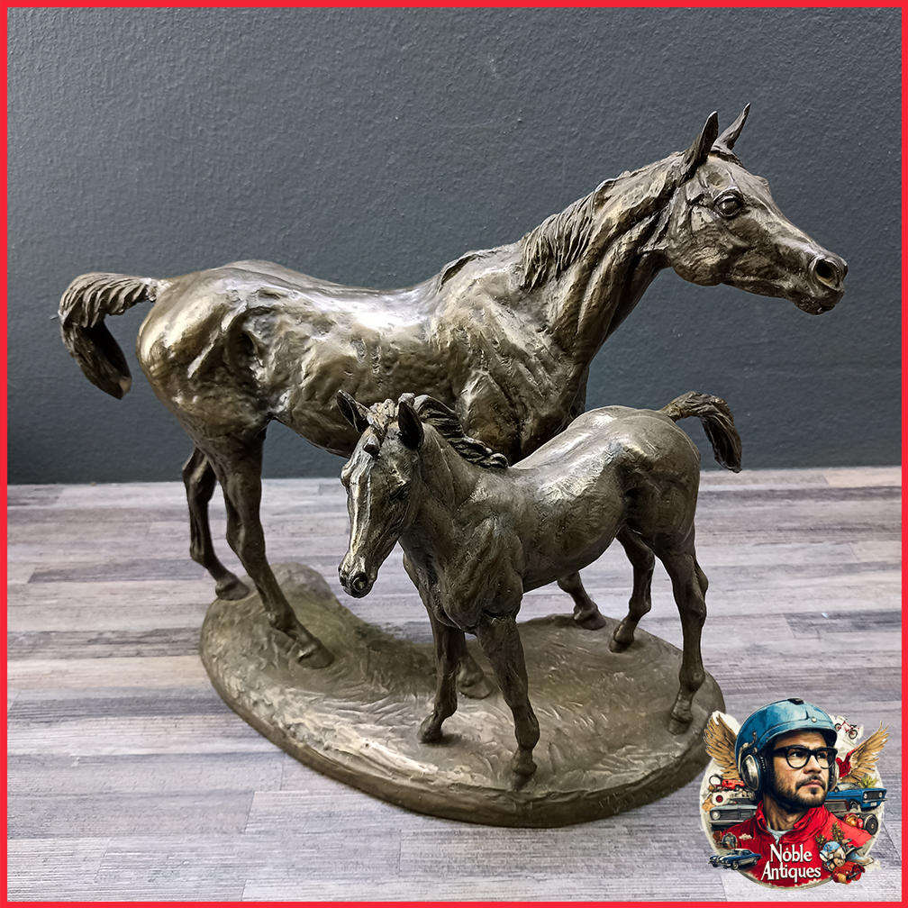 AMY OXENBOULD - Race Horse and Foal Signed & Numbered 171/350 Patinated Bronze