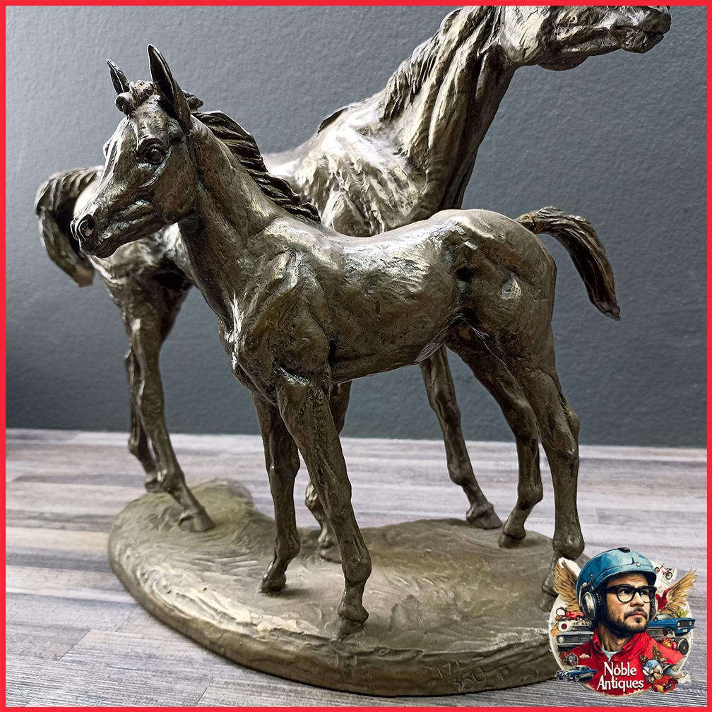 AMY OXENBOULD - Race Horse and Foal Signed & Numbered 171/350 Patinated Bronze