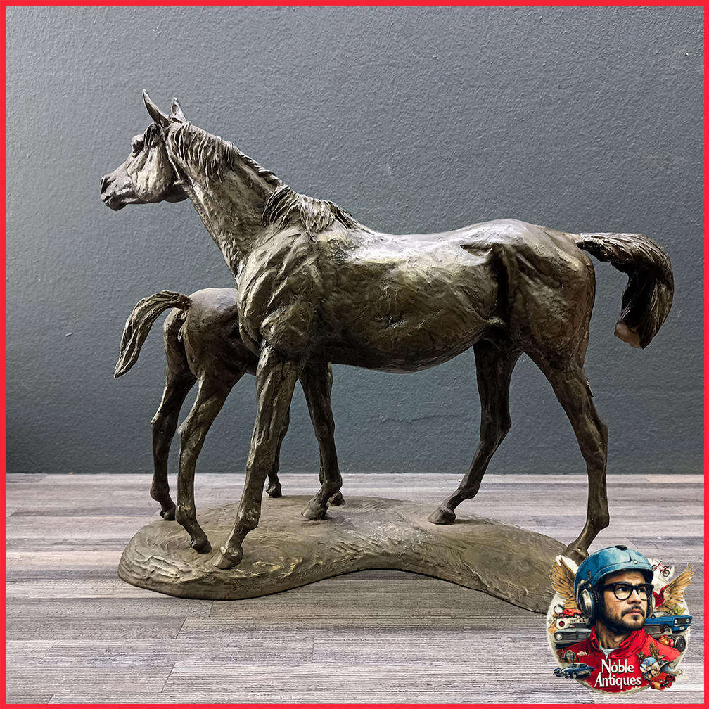 AMY OXENBOULD - Race Horse and Foal Signed & Numbered 171/350 Patinated Bronze