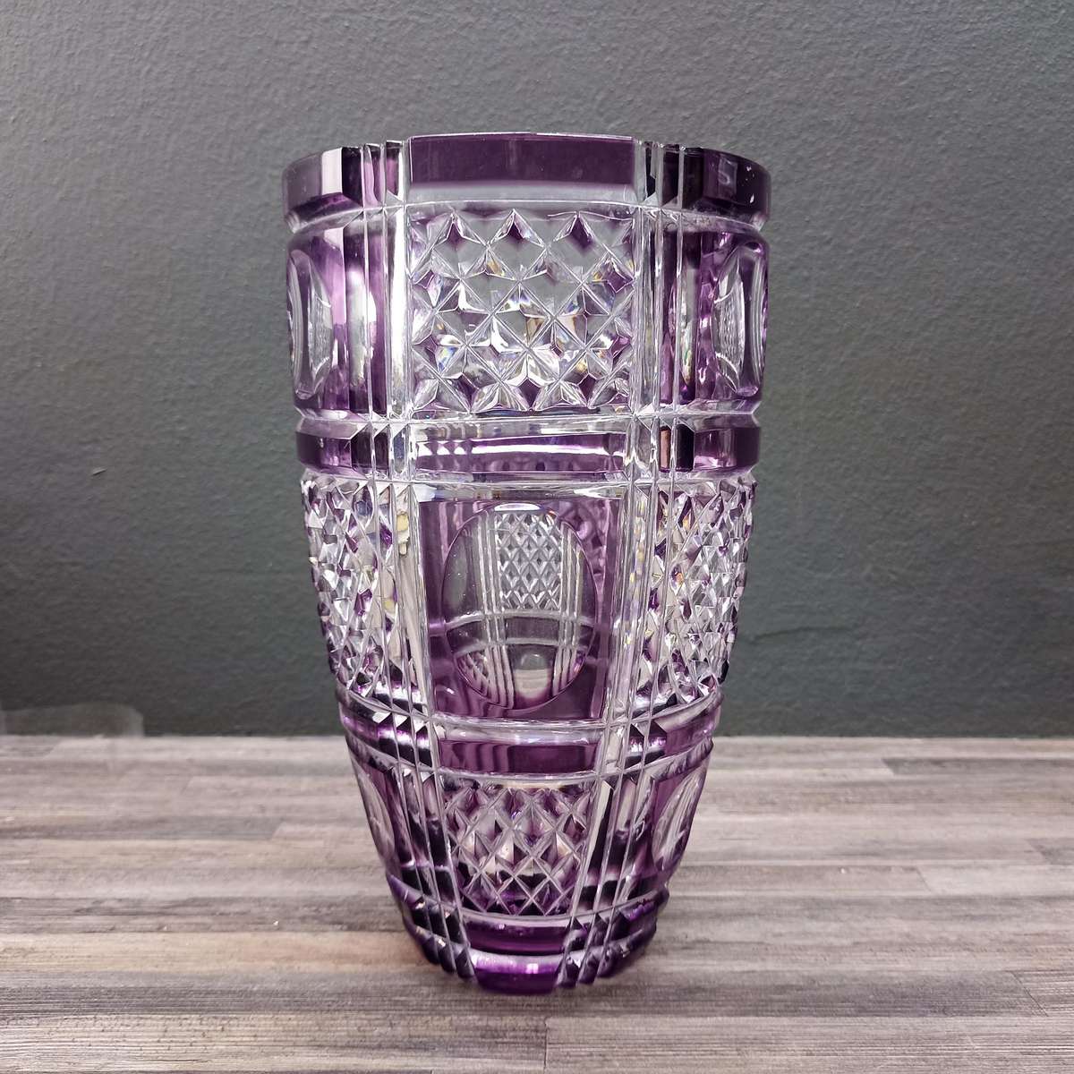 Spectacular Large Amethyst Cut Christal Vase