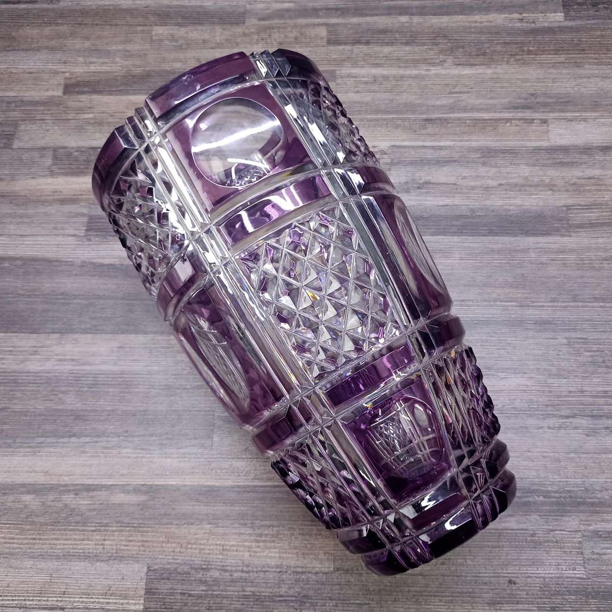 Spectacular Large Amethyst Cut Christal Vase