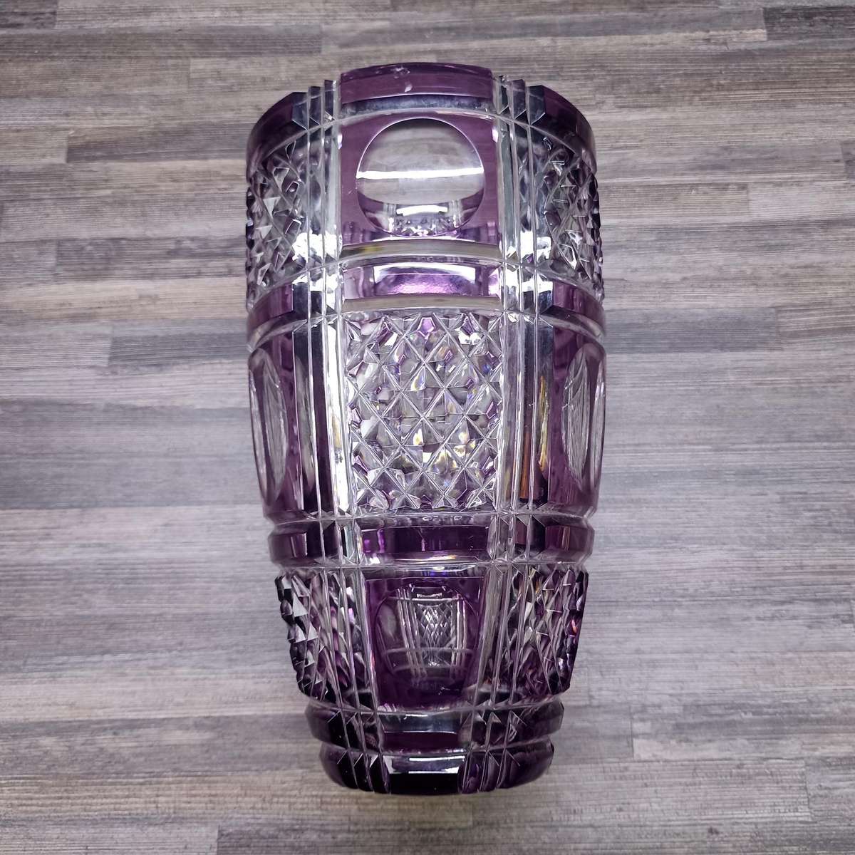 Spectacular Large Amethyst Cut Christal Vase