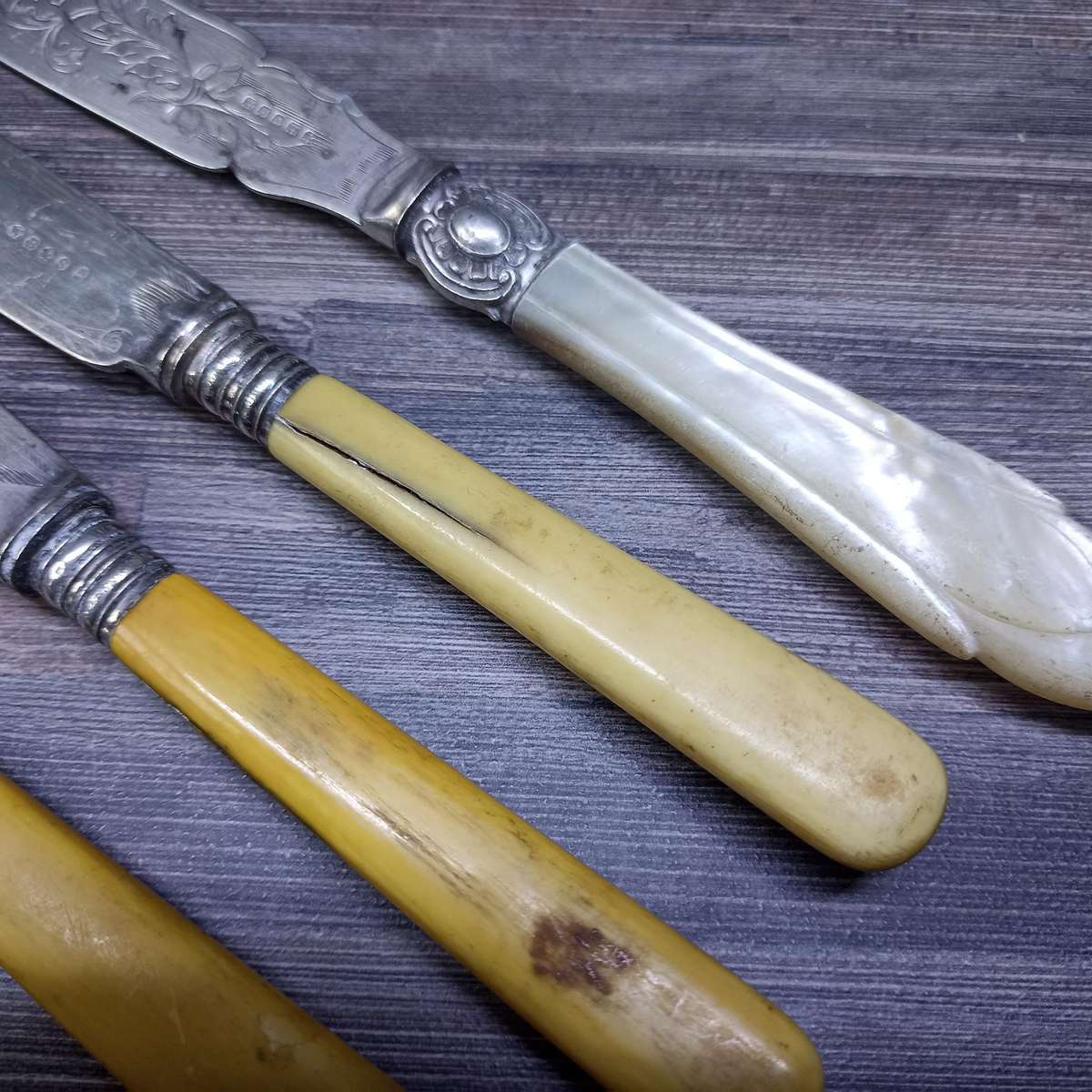 Antique Silverplate Bone and Mother of Pearl Handled Cutlery