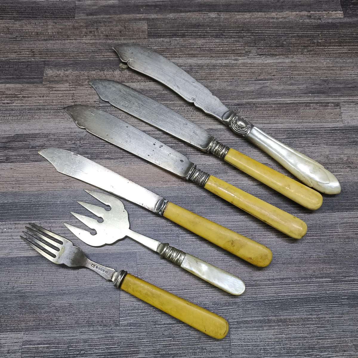 Antique Silverplate Bone and Mother of Pearl Handled Cutlery