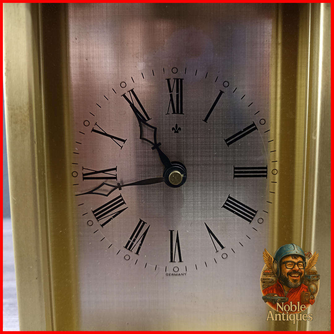 German Brass Finished Quartz Carriage Clock, Not Tested