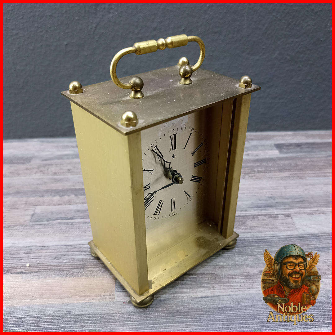 German Brass Finished Quartz Carriage Clock, Not Tested
