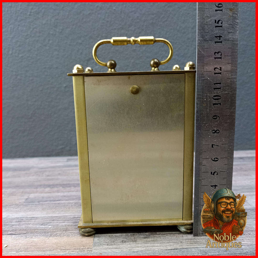 German Brass Finished Quartz Carriage Clock, Not Tested