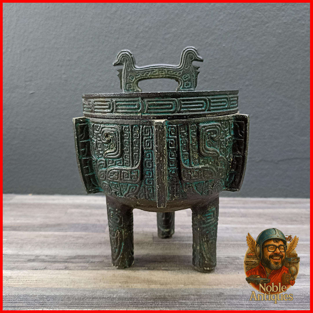 Vintage Metal James Mont 1960's Bronze Burmese Verdigris Ice Bucket Ashtray Heavy Patina