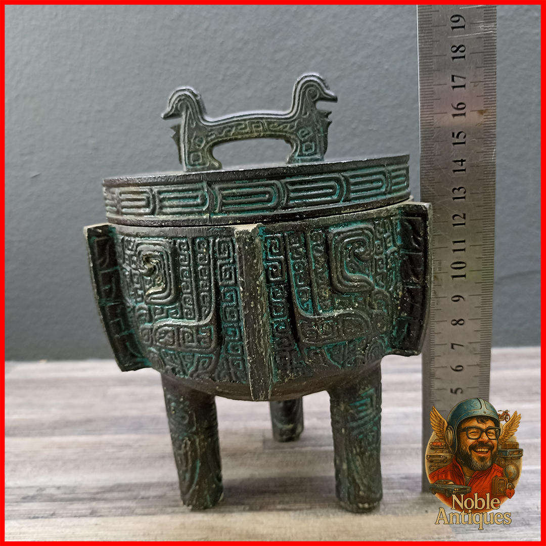Vintage Metal James Mont 1960's Bronze Burmese Verdigris Ice Bucket Ashtray Heavy Patina
