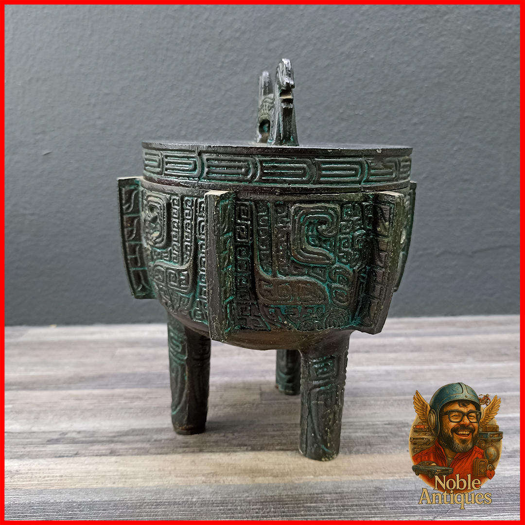 Vintage Metal James Mont 1960's Bronze Burmese Verdigris Ice Bucket Ashtray Heavy Patina