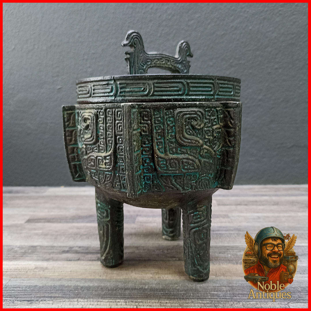 Vintage Metal James Mont 1960's Bronze Burmese Verdigris Ice Bucket Ashtray Heavy Patina
