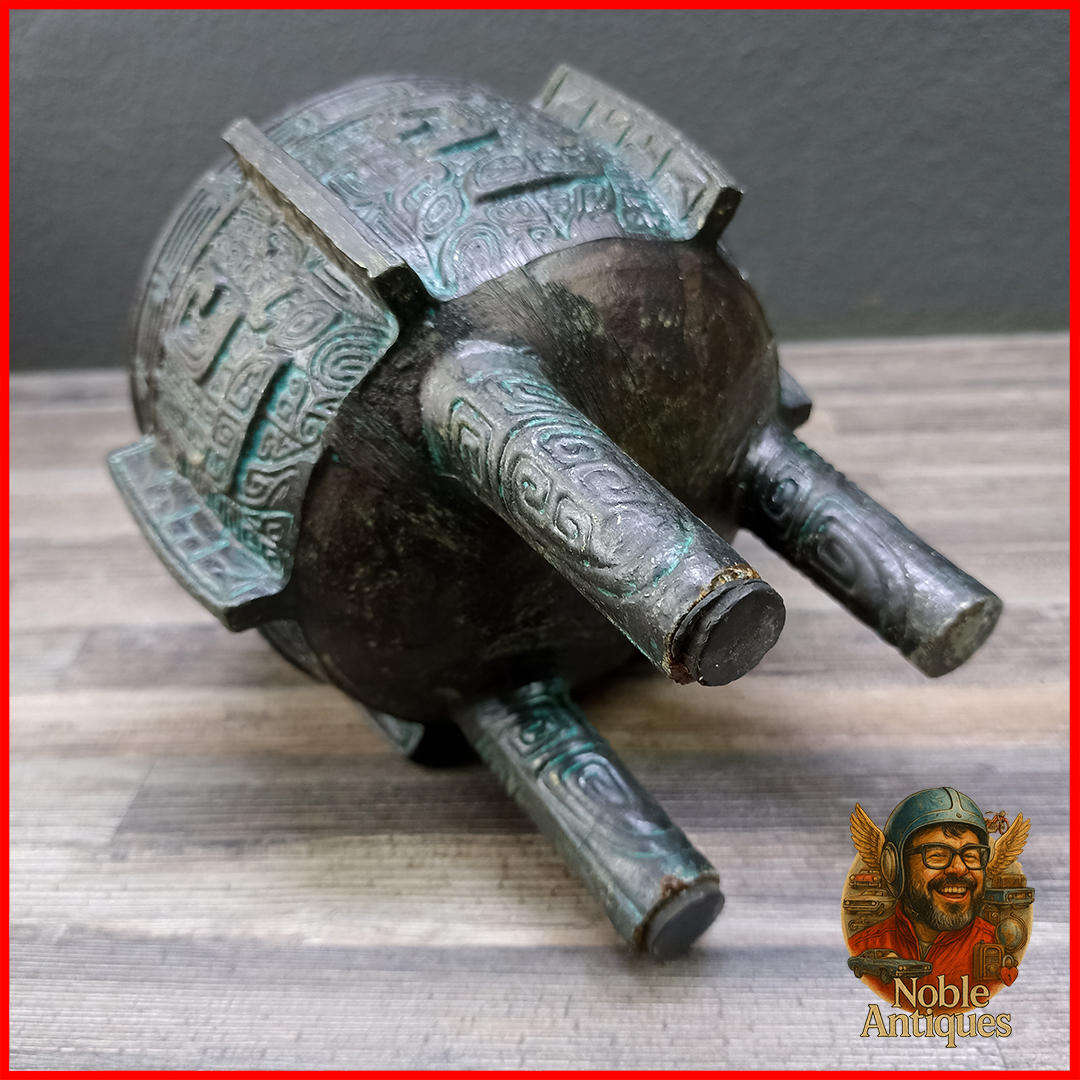 Vintage Metal James Mont 1960's Bronze Burmese Verdigris Ice Bucket Ashtray Heavy Patina