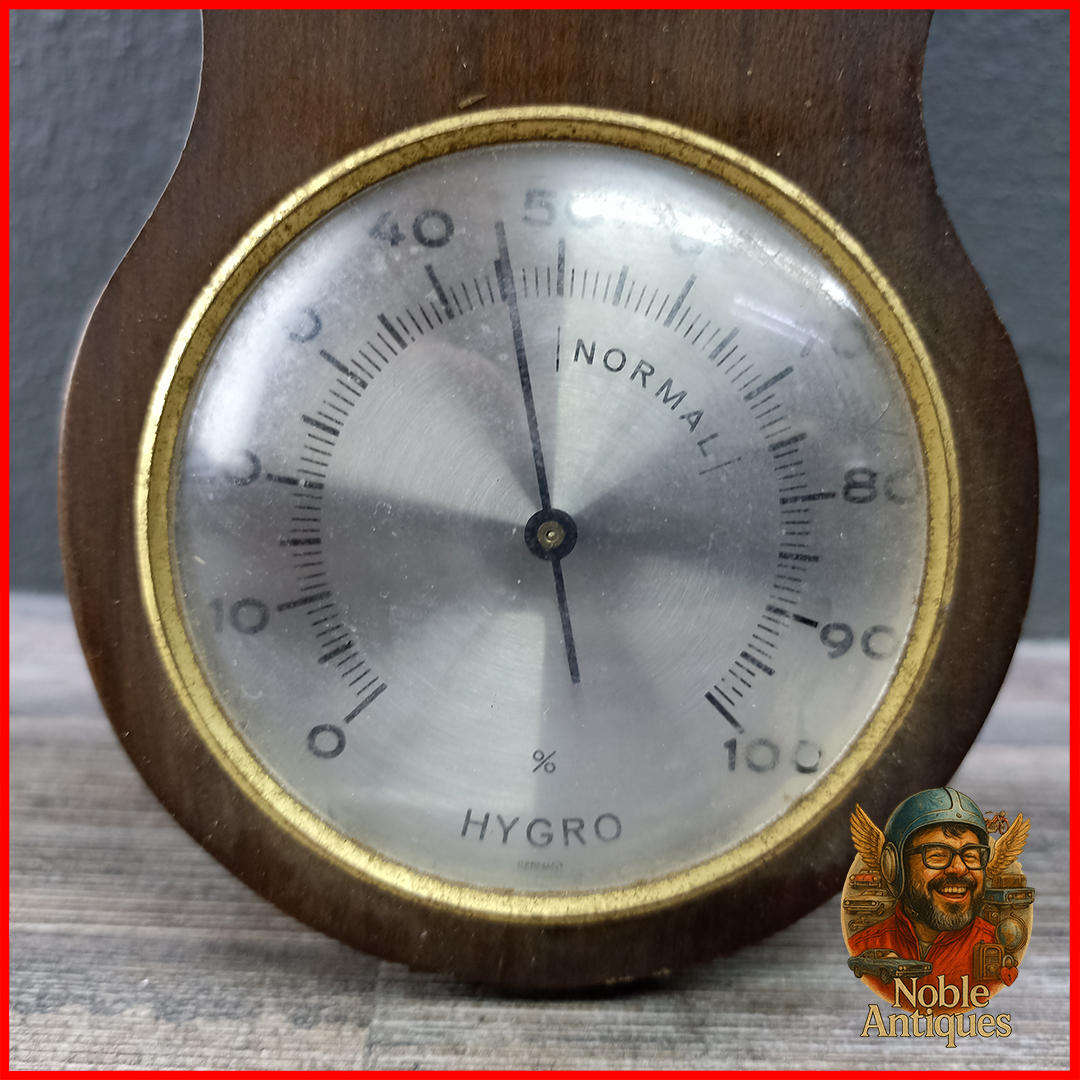 Large Vintage Wood and Brass German Banjo Barometer, Not Tested