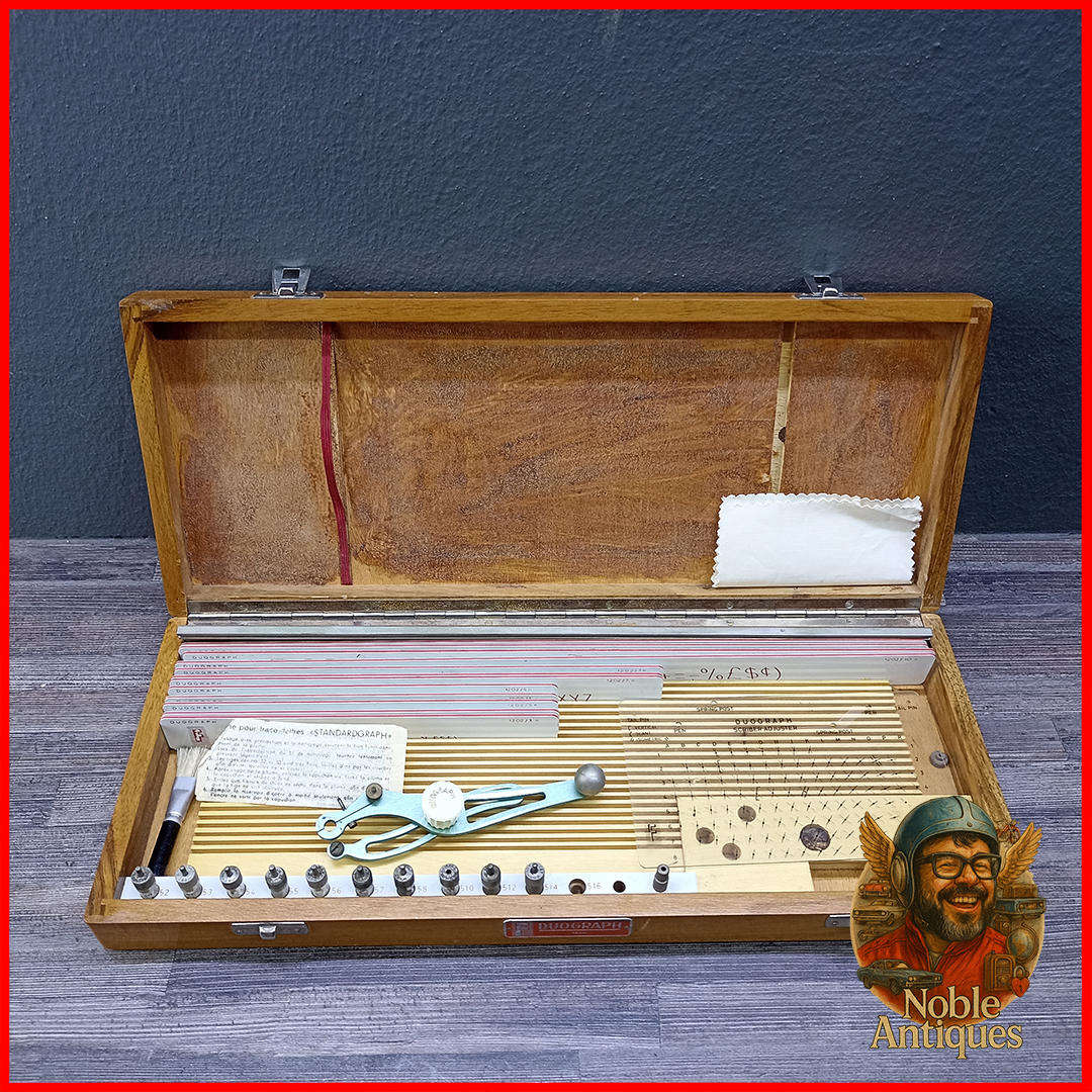 Vintage Wood Boxed 1960's Duograph DBGM lettering stencil kit