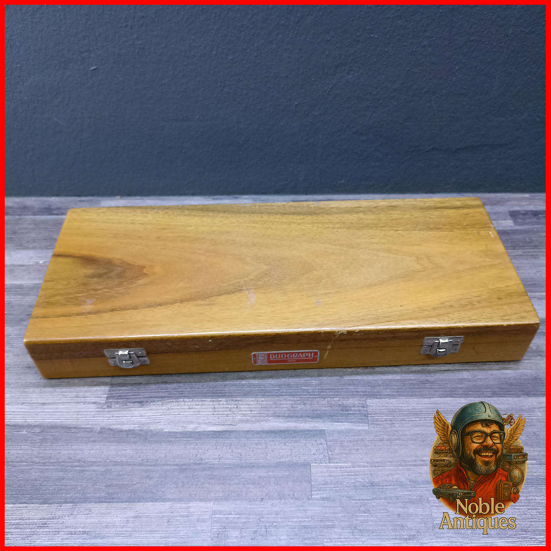 Vintage Wood Boxed 1960's Duograph DBGM lettering stencil kit