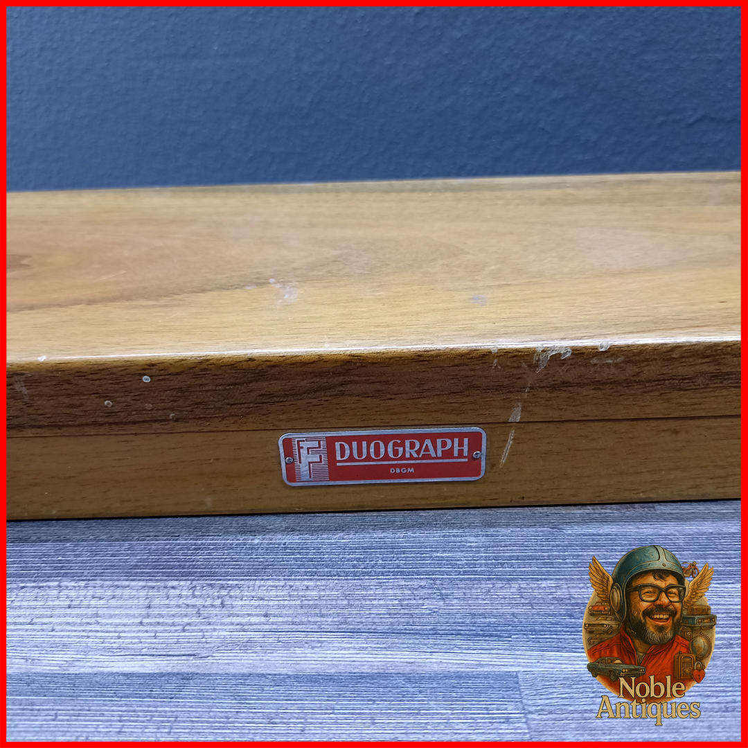 Vintage Wood Boxed 1960's Duograph DBGM lettering stencil kit
