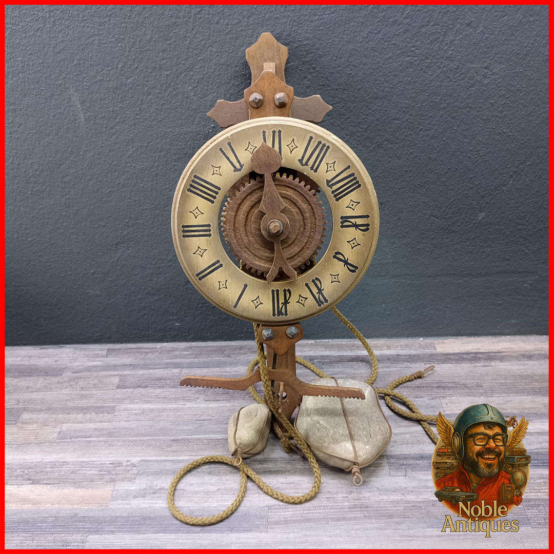 Antique  Wooden Gear Clock, Germany, Medieval, Weighted Not Tested