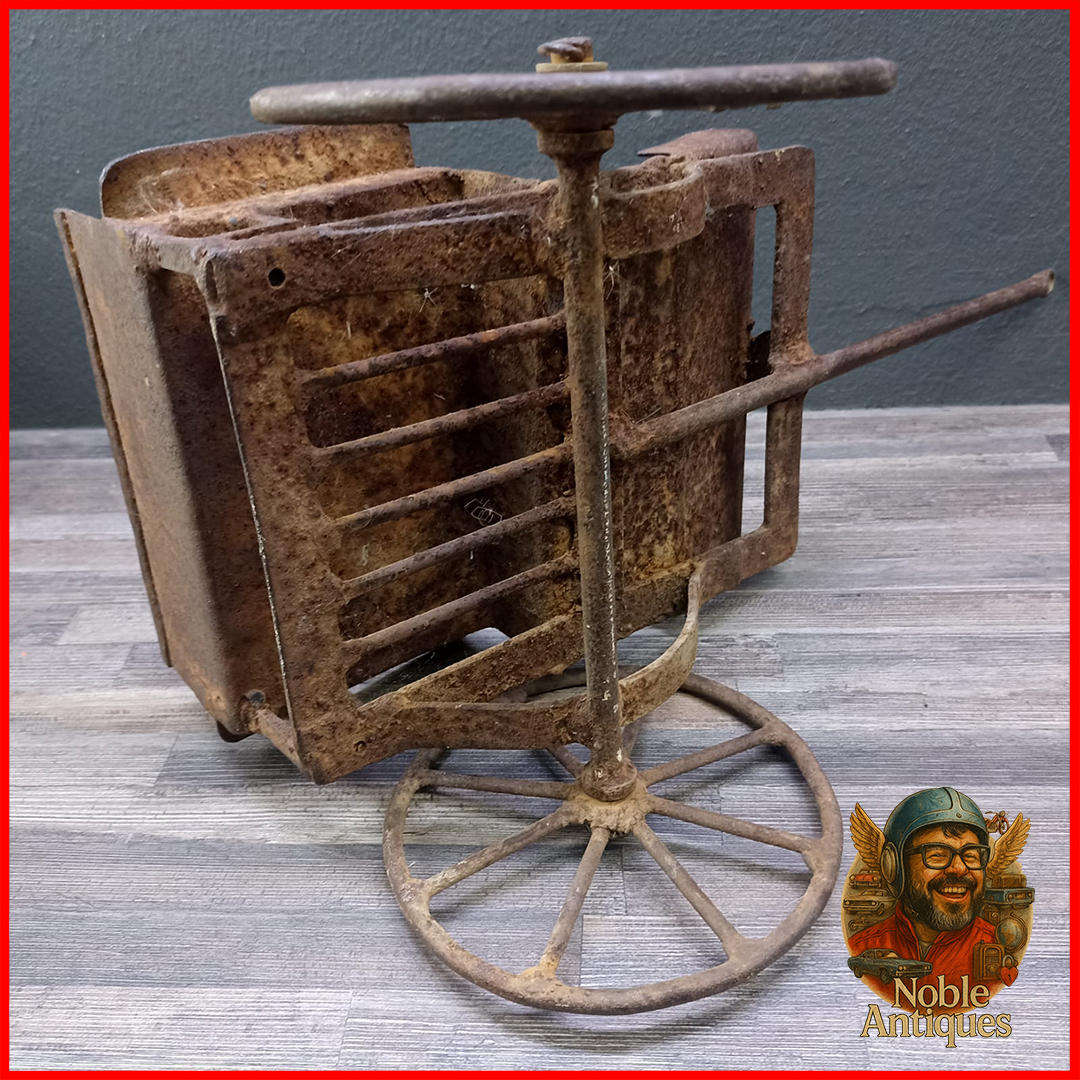 Large Antique Primitive Wheel Metal Wagon Child Toy