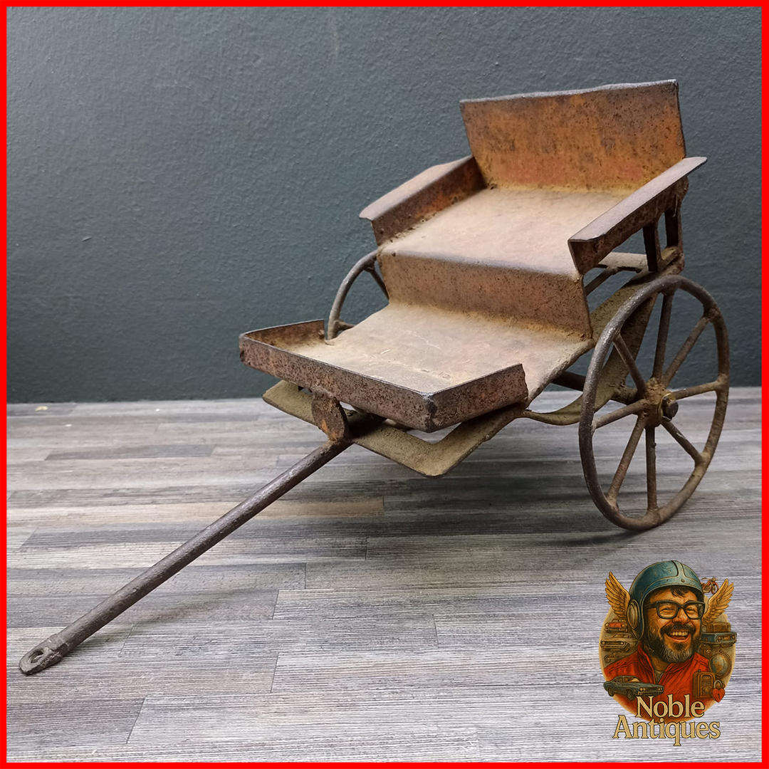 Large Antique Primitive Wheel Metal Wagon Child Toy