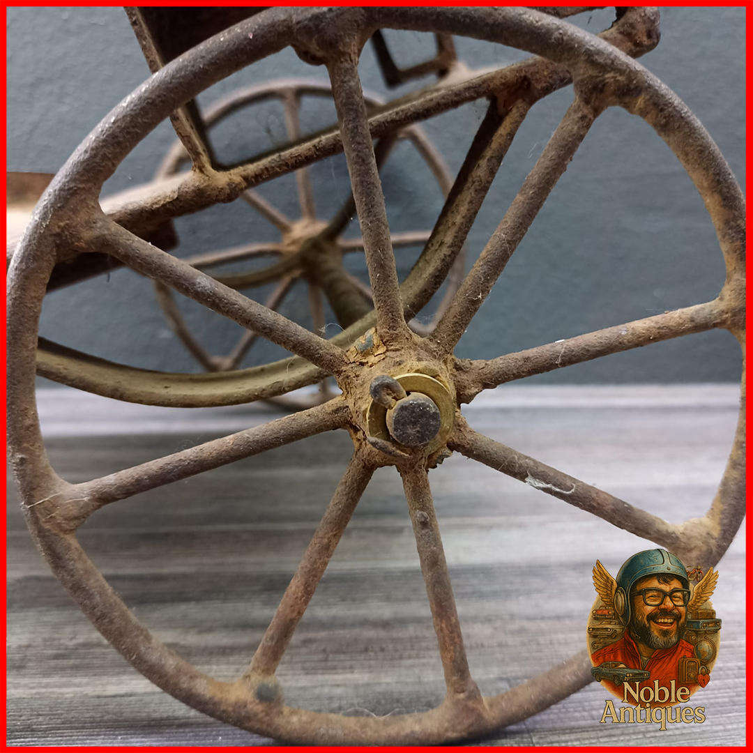 Large Antique Primitive Wheel Metal Wagon Child Toy