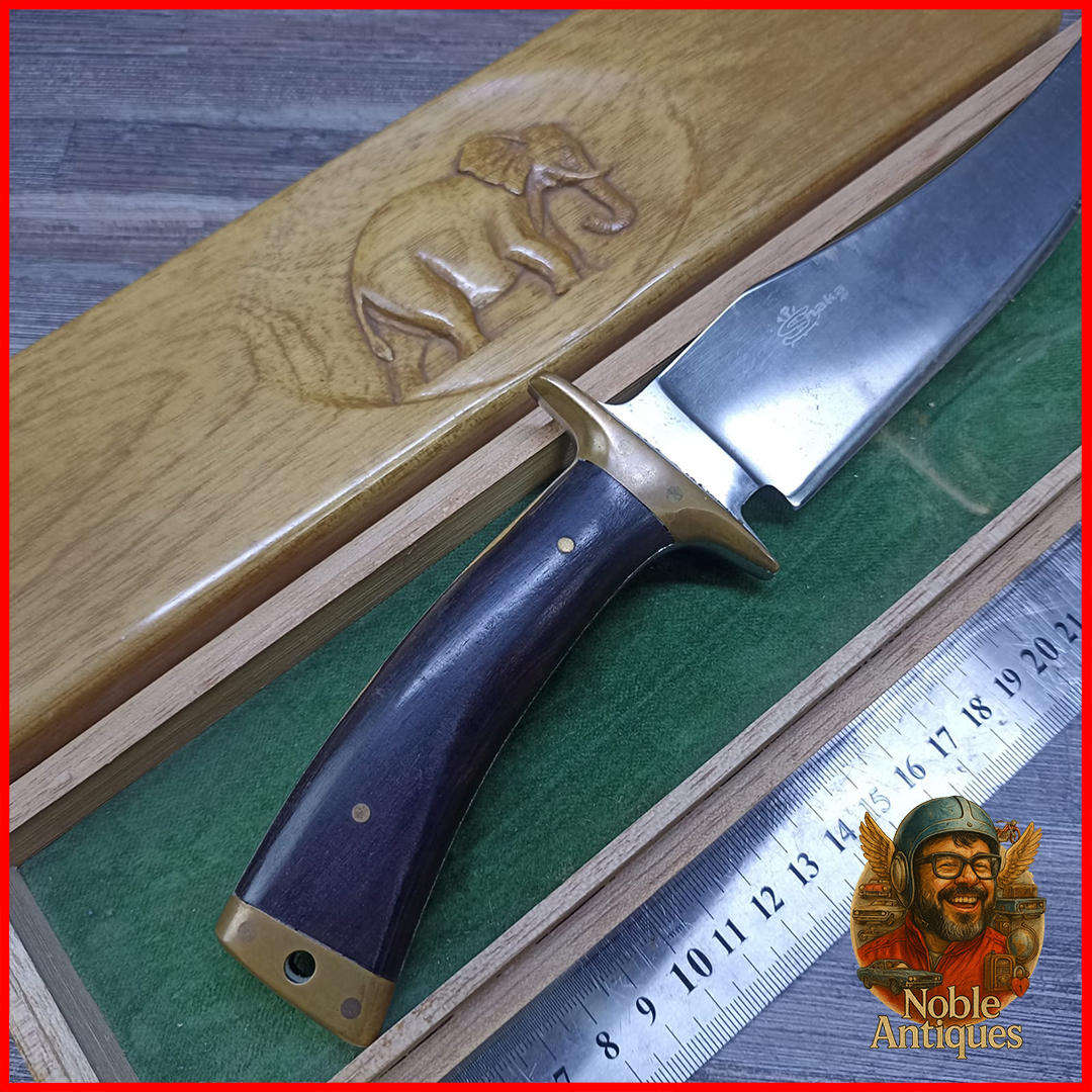 Large Wood Boxed Vintage Shaka Hunting Knife