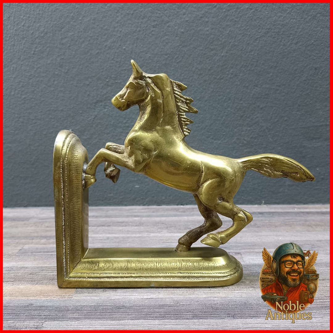 Vintage Brass Rearing Horse Stallion Bookend