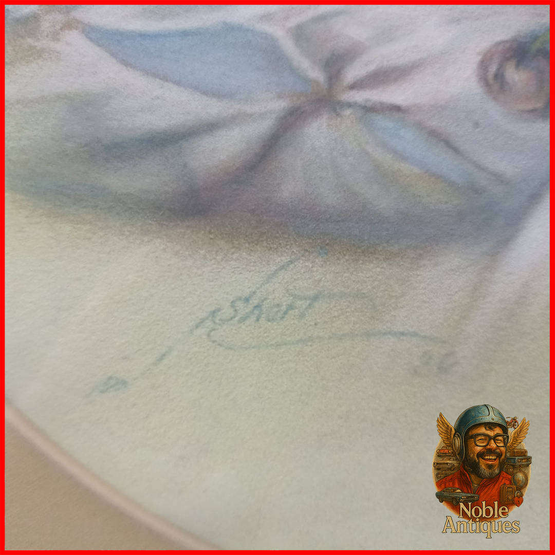 Original Framed Baby Sleeping Pastel 1930s Framed