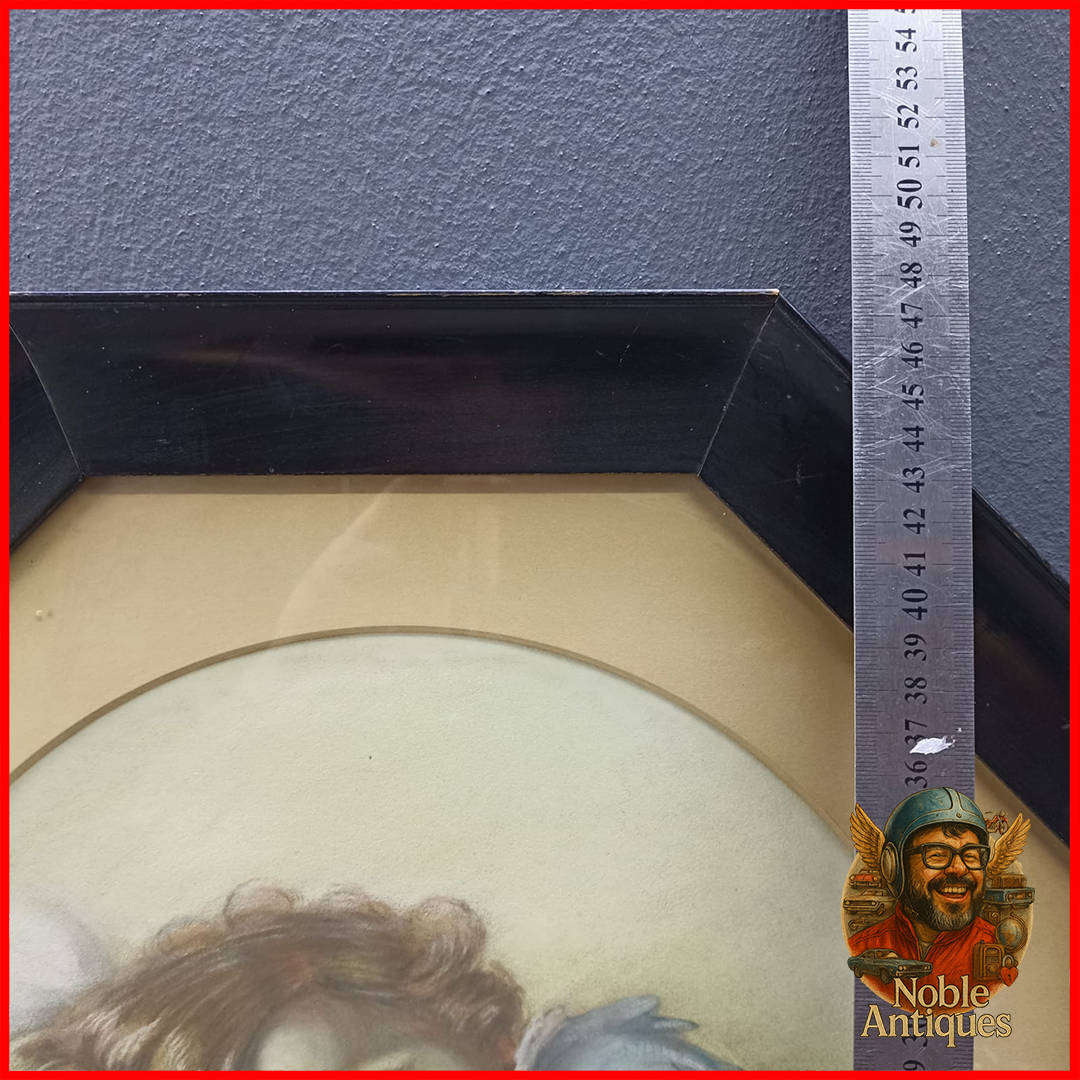 Original Framed Baby Sleeping Pastel 1930s Framed